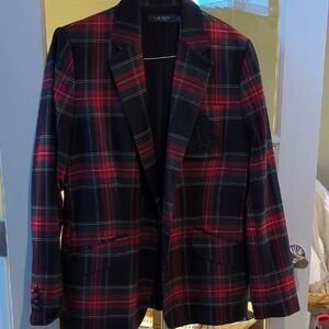 Ralph Lauren Black and Red Plaid Blazer
